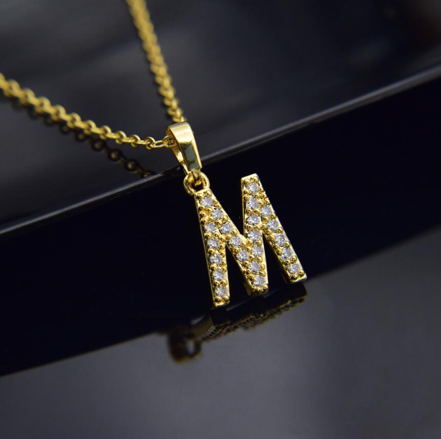 Gold-plated brass necklace Letter M