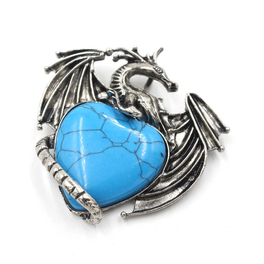 Pterosaur Heart-shaped Crystal Pendant Decoration Ornaments Turquoise