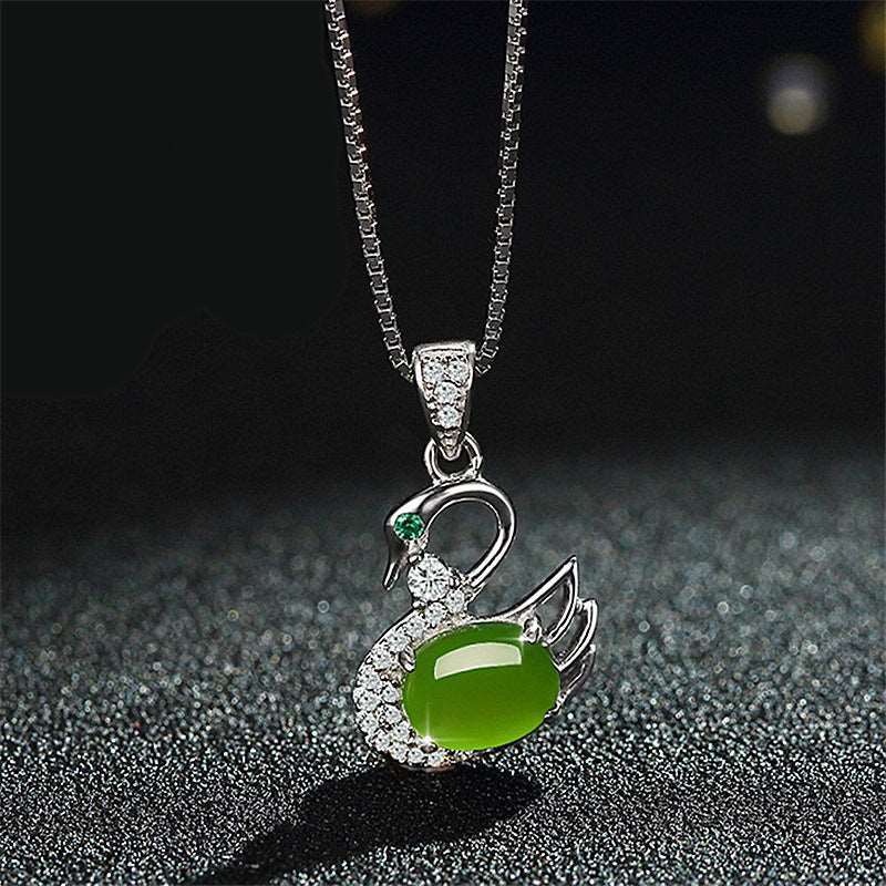 Color Smooth Swan Pendant Silver Necklace Swan Pendant Box Chain