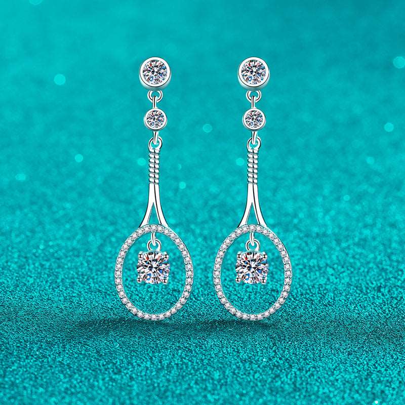 925 Sterling Silver Plated Moissanite Long Tassel Earrings 1 Carat Mosan 925 Silver