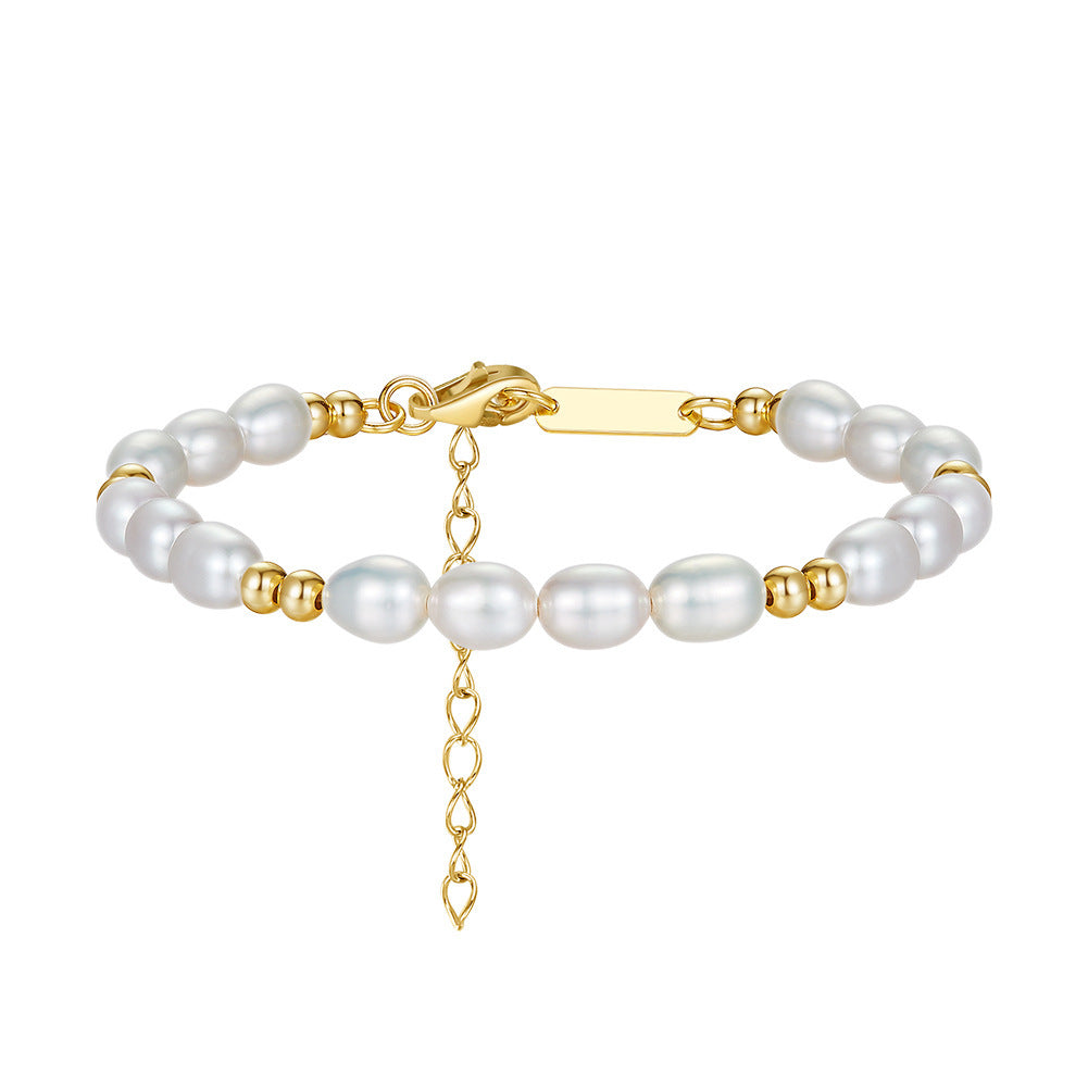 925 Sterling Silver Pearl Bracelet Female Summer Ins Special-interest Design Girlfriends Jewelry