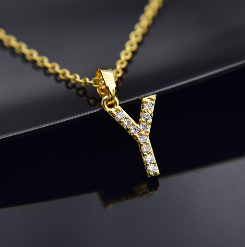 Gold-plated brass necklace Letter Y