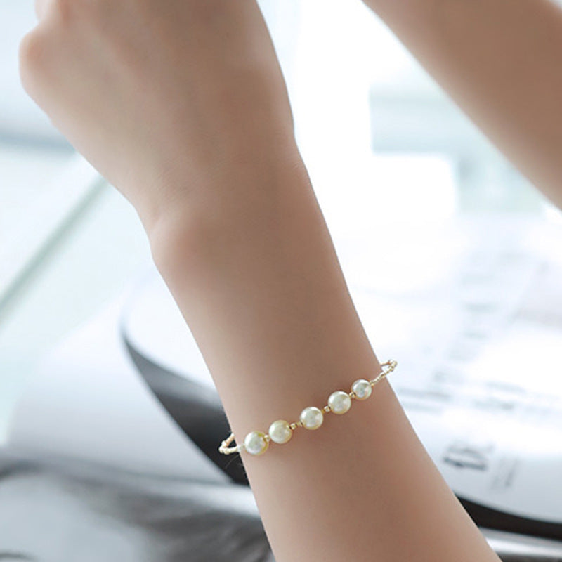 Light Gold Pearl Bracelet – European & American Chic Jewelry - Bon Mercado