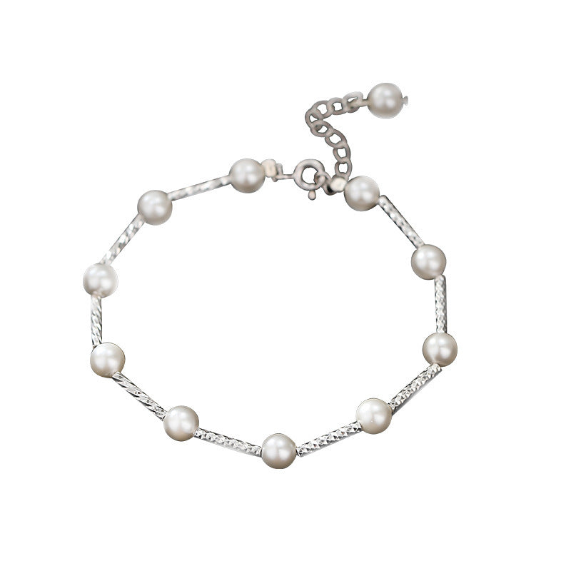 Sterling Silver Starry Silver Pearl Bracelet For Women