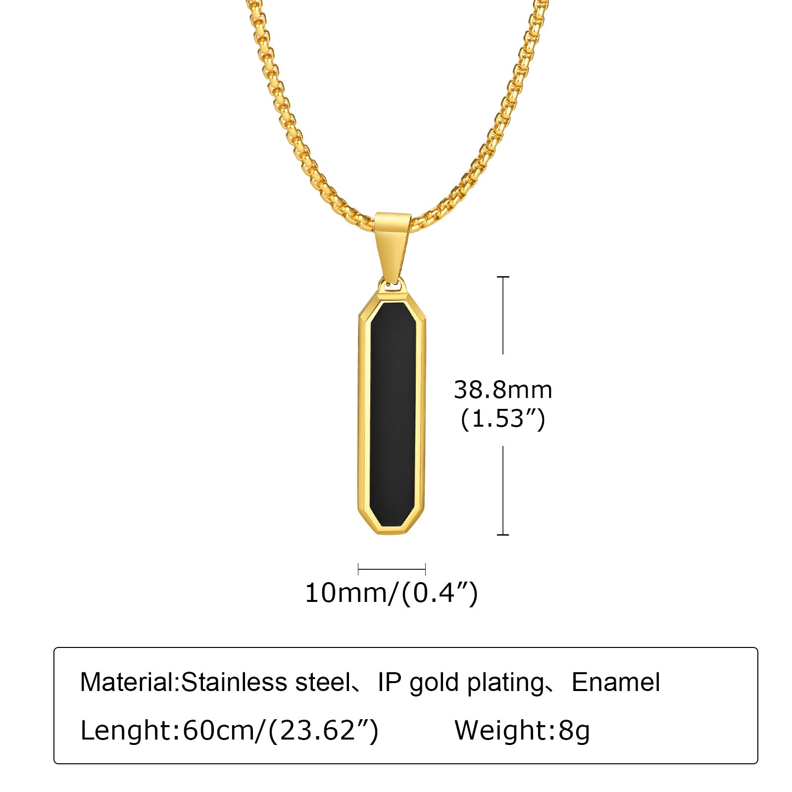 Simple Personality Geometric Necklace Stainless Steel Rhombus Beveled Long Bar Pendant