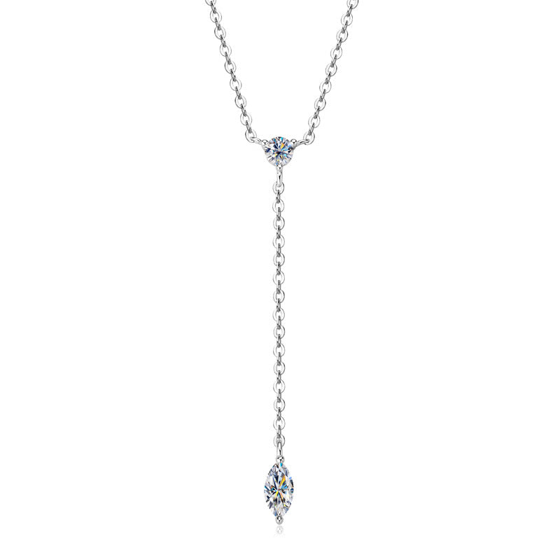 Horse Eye Diamond Necklace Pendant White 48cm