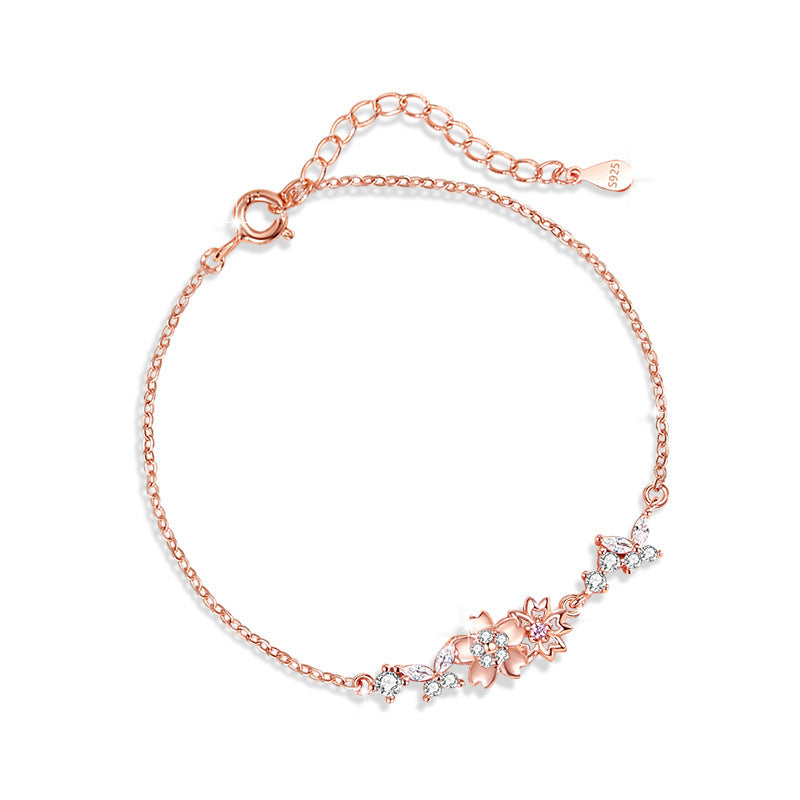 Cherry Blossom Sterling Silver 925 Bracelet For Women