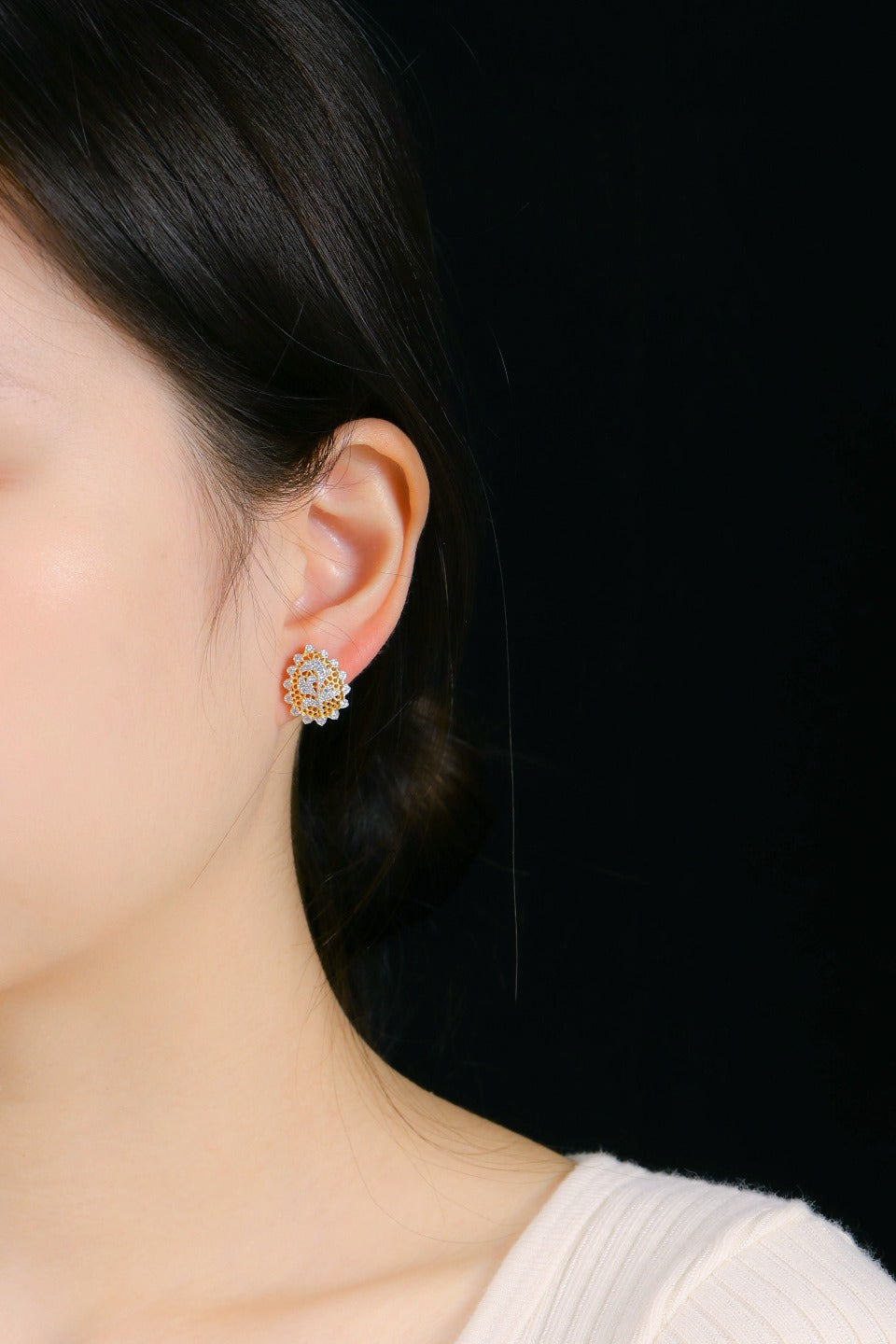 Light Luxury Customized 925 Silver Gold Honeycomb Vine Earrings