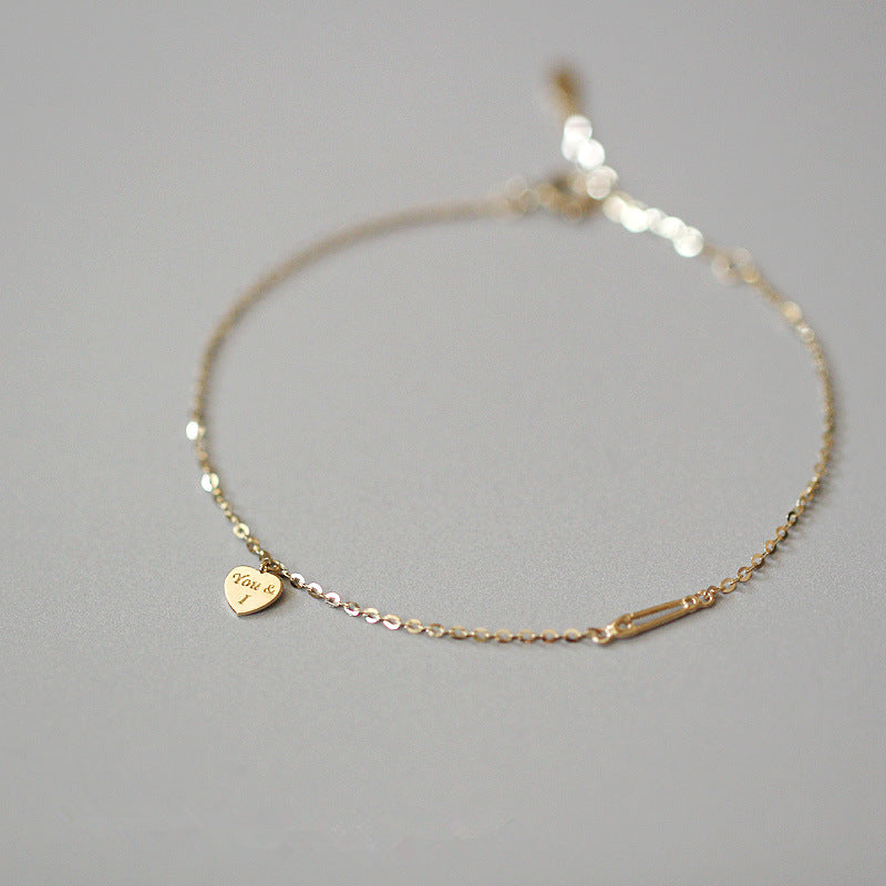 English You And Me Love Silver Plating 14K Gold Bracelet