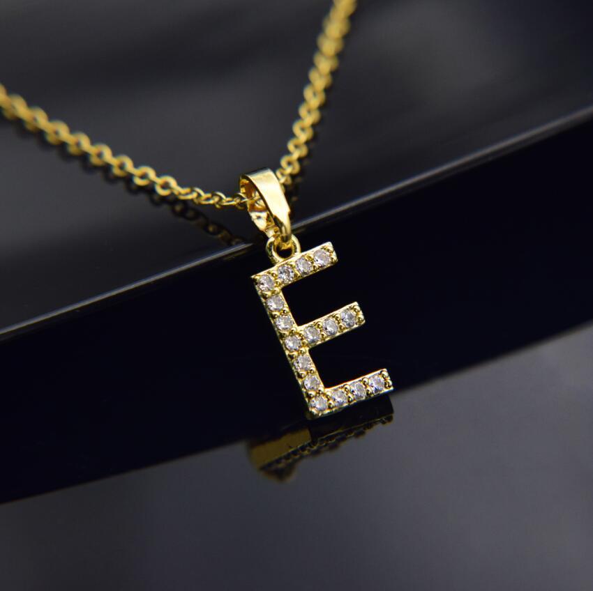 Gold-plated brass necklace Letter E