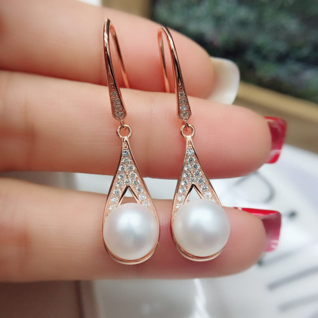 New pearl earrings with water drops Rose Gold