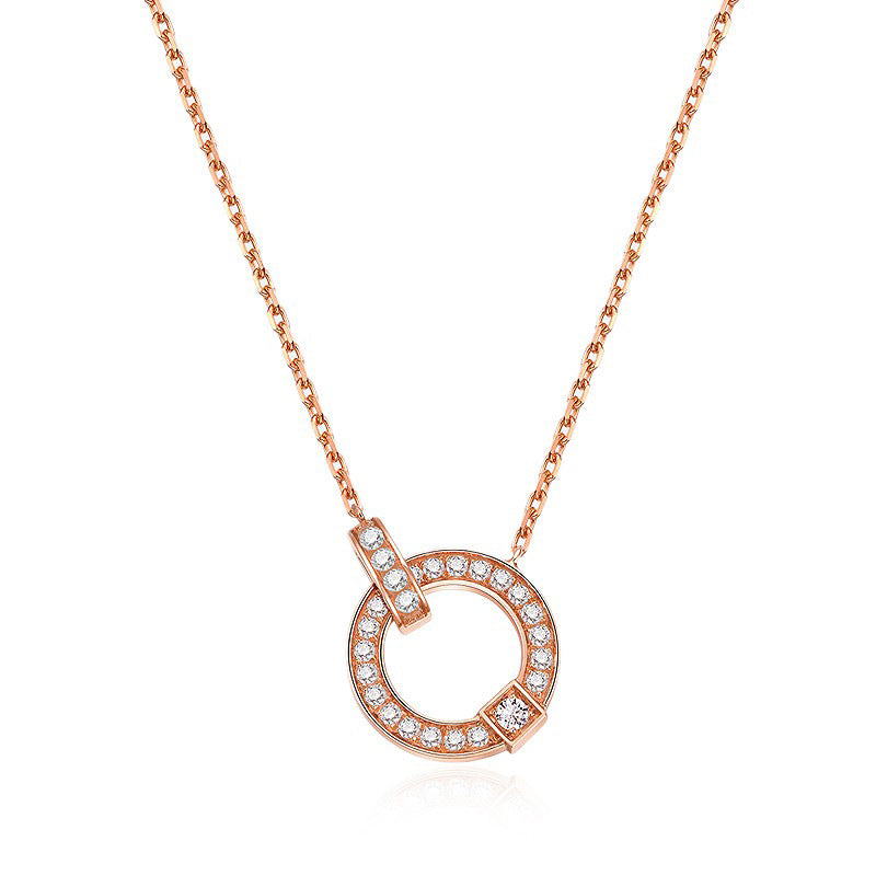 18K Gold Simple Fashion Diamond Clavicle Necklace 18K Rose Gold