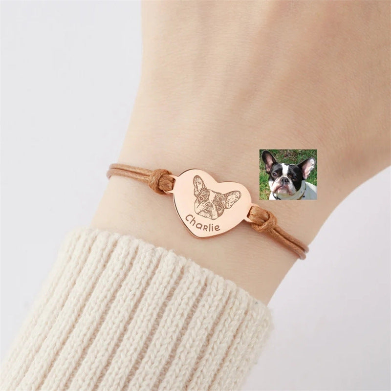 DIY Dogs And Cats Pet Memorial Braided Rope Adjustable Size Custom Bracelet