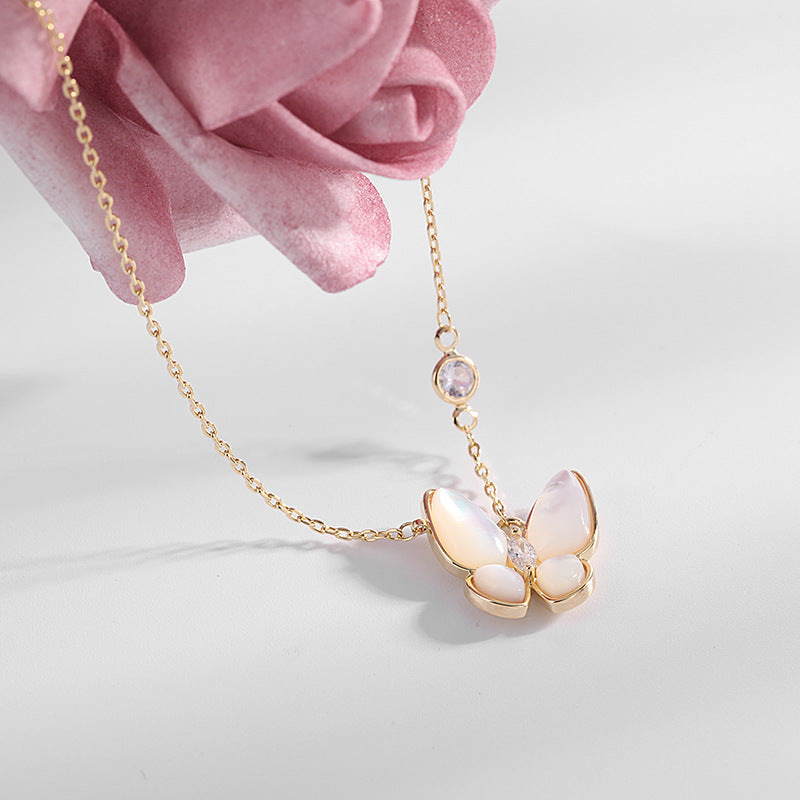 Rose gold butterfly necklace