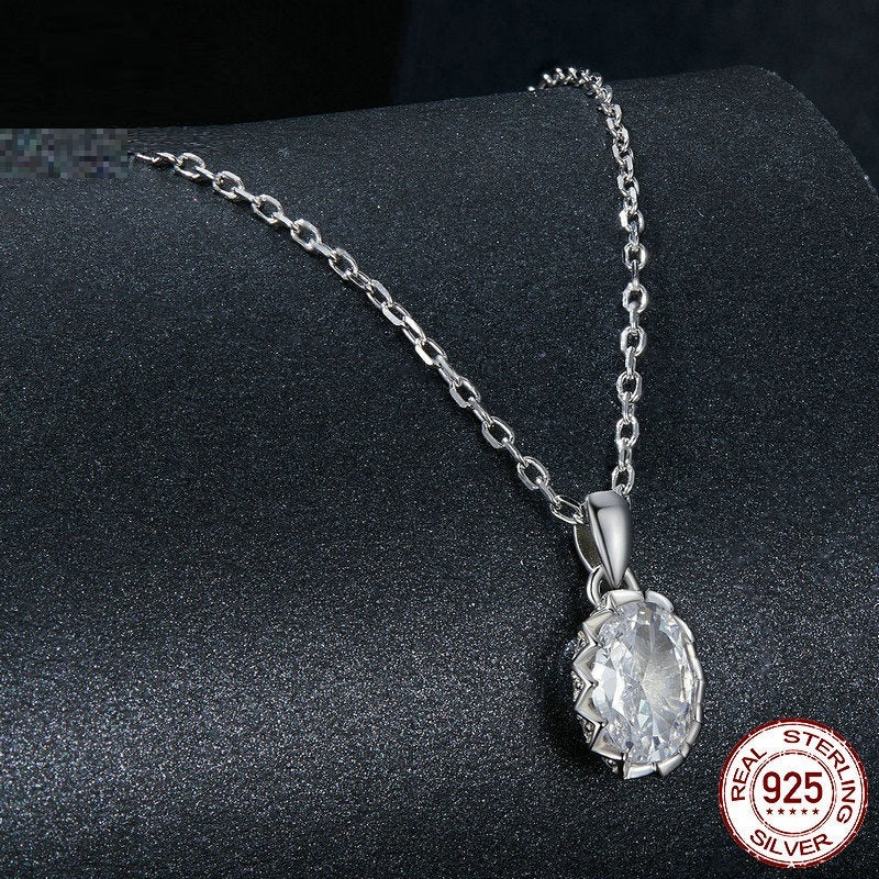 Light Luxury Drop-shaped 1 Karat Shining Moissanite Necklace S925 Sterling Silver White Gold Plated