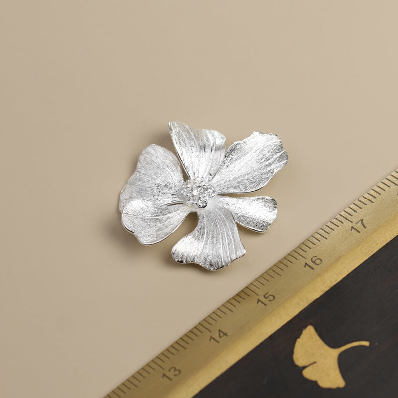 Pure Silver Single Petal Paeonia Peony French Flower Pendant