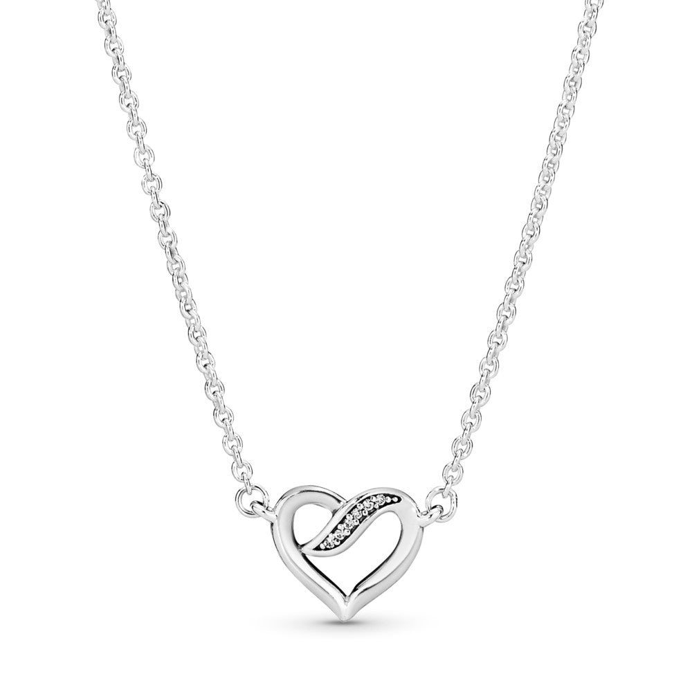 Sterling Silver S925 Heart Diamond Silver Necklace A2