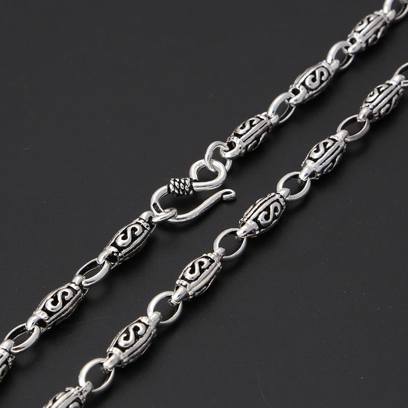 Ornament Classic Popular Letter S Pattern Vintage Thai Silver Men's And Women's Necklaces Length 60cm 925 Silver