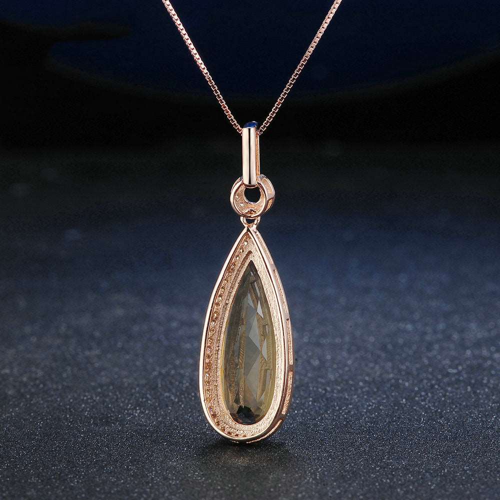 Citrine Rose Gold Pendant Necklace