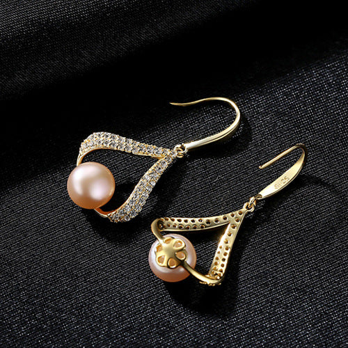 New pearl earrings with water drops Pink