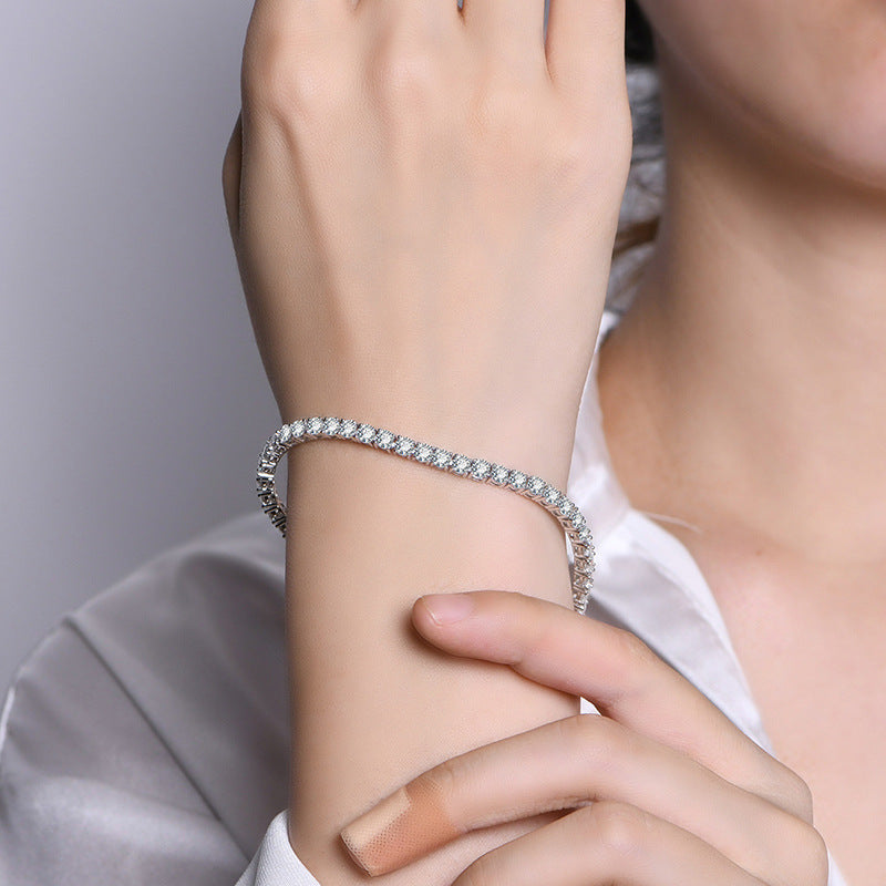 S925 Silver Mosan Diamond Bracelet Female - Bon MercadoS925 sterling silver moissanite tennis bracelet for women