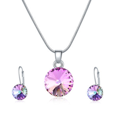 Pink Crystal Earring Necklace Set Plus gift box