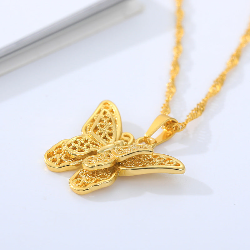 Gold Cutout Butterfly Necklace