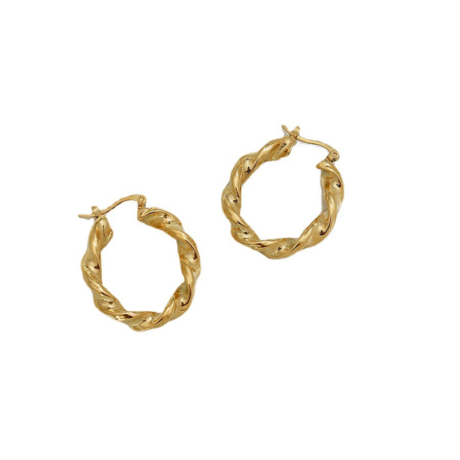 Niche Stainless Steel Plated 18K Gold Twist Earrings