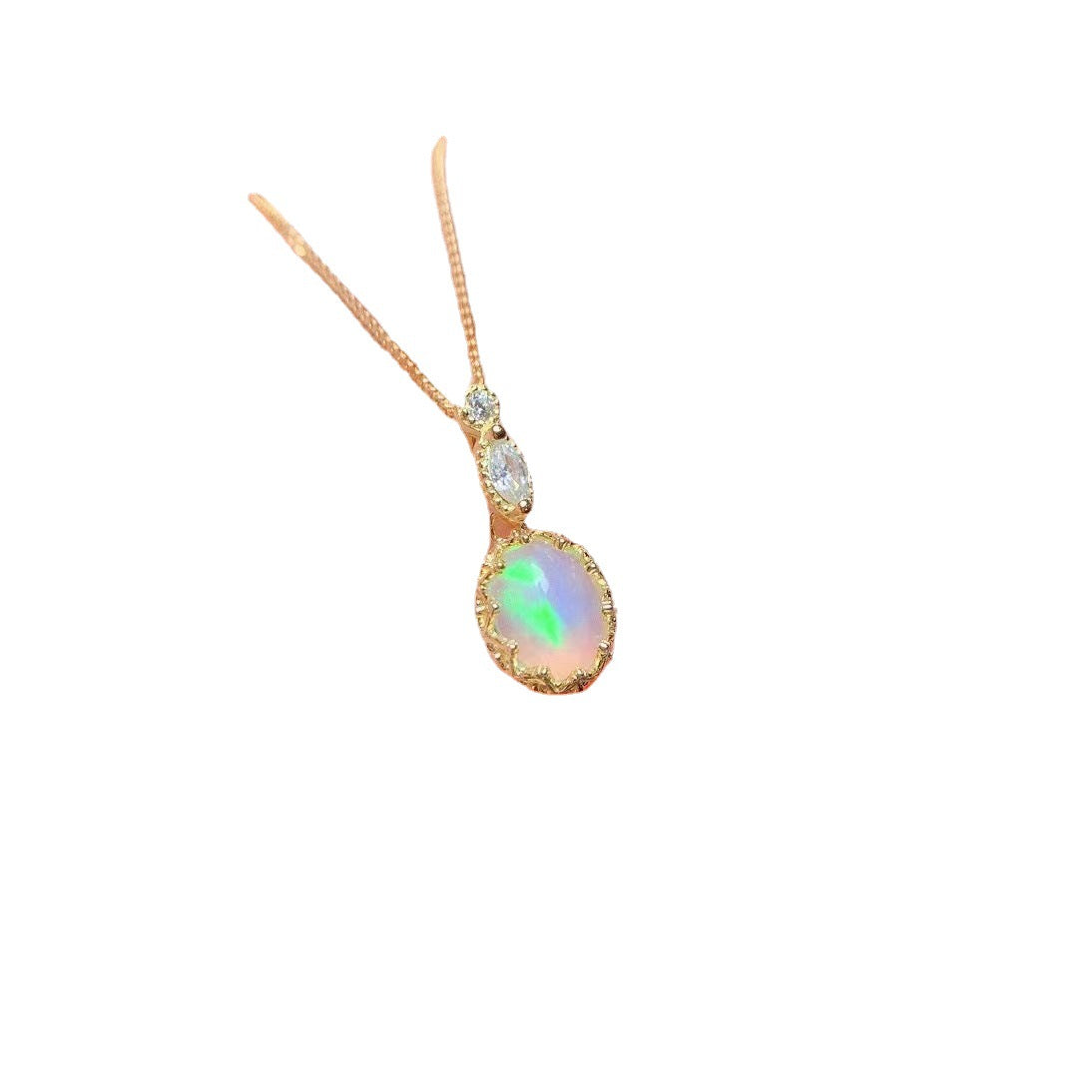 Women's S925 Silver Inlaid Natural Opal Necklace Set