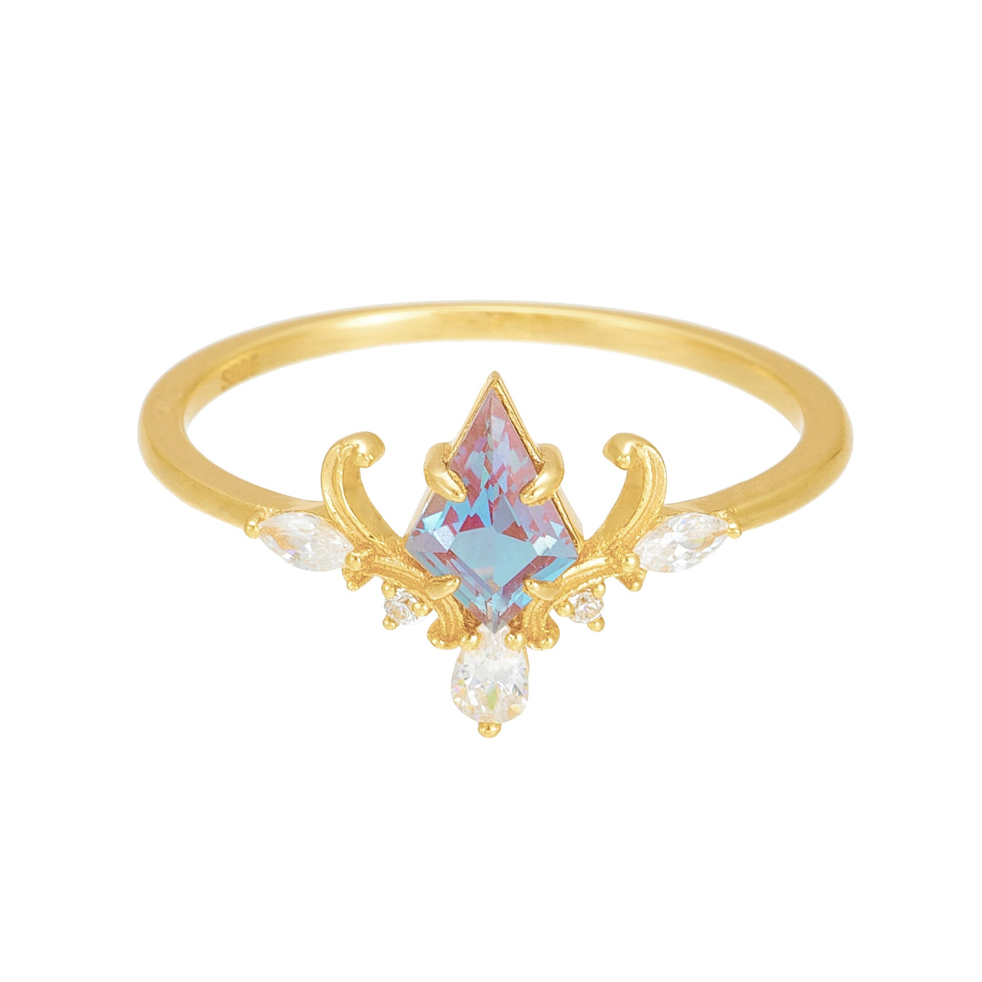 Color-changing Gemstone Ring Court Luxury S925 Silver Plated Jewelry Diamond Ring