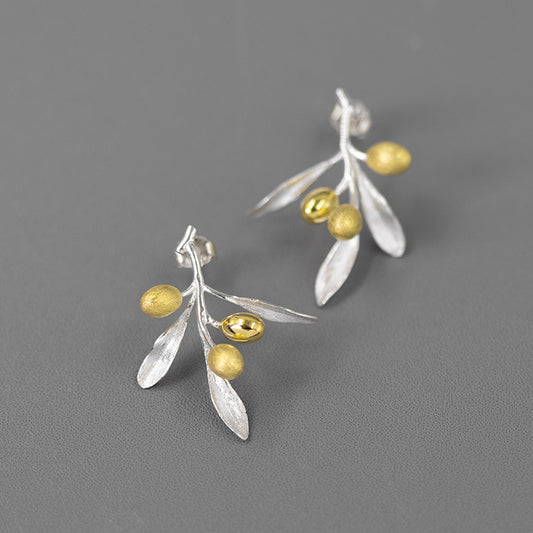 The Taste Of Love Sterling Silver Natural And Elegant Olive Branch Stud Earrings Silver