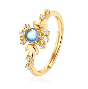 Sterling silver plated 9K gold ring Moonstone