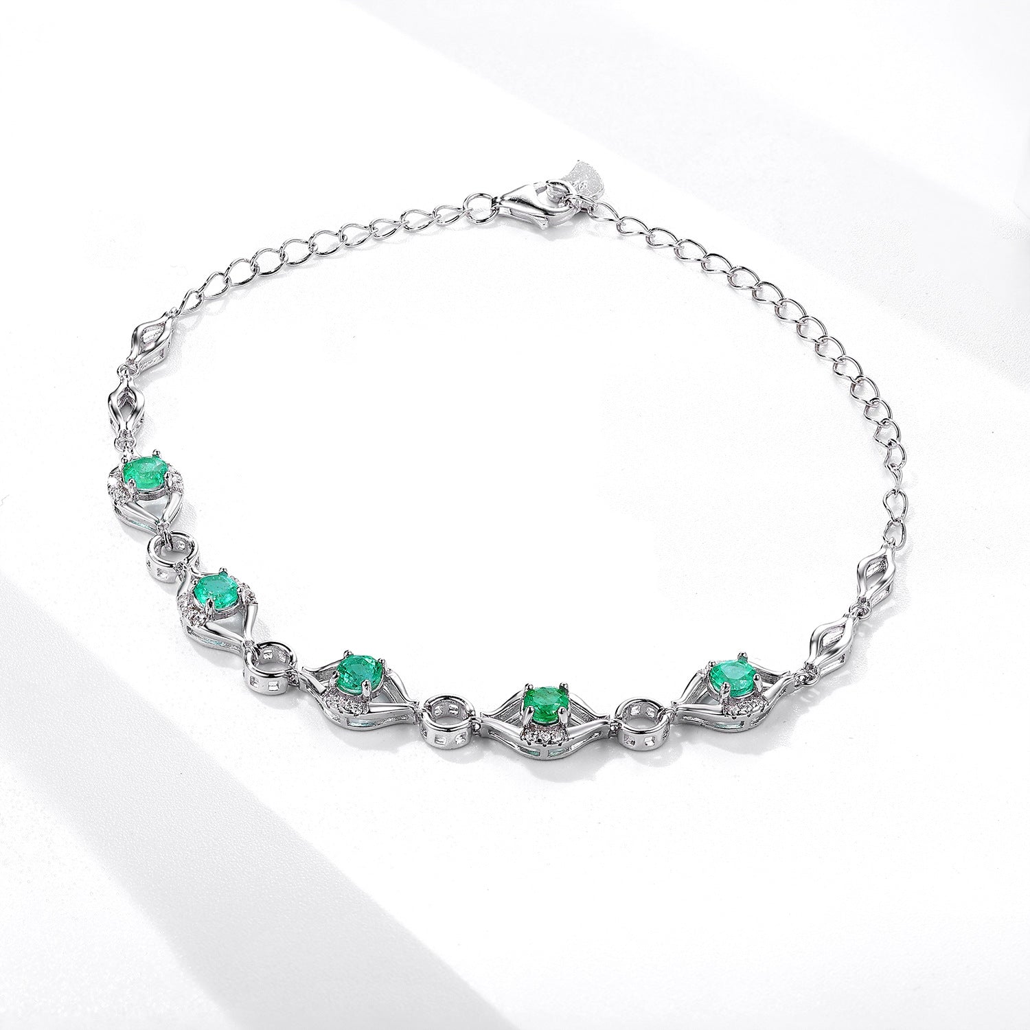 Natural Emerald Bracelet Female S925 Silver Set Gem Jewelry