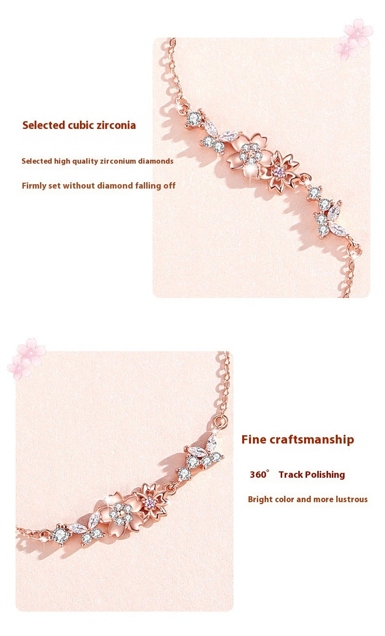 Cherry Blossom Sterling Silver 925 Bracelet For Women