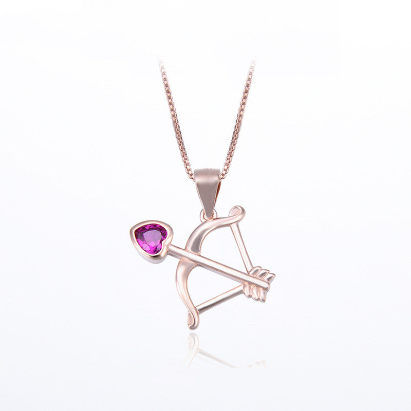 S925 Silver Diamond Creative Heart Bow And Arrow Pendant