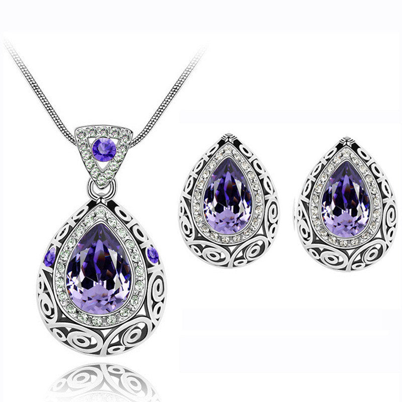 Austria crystal guard water droplet Necklace Purple