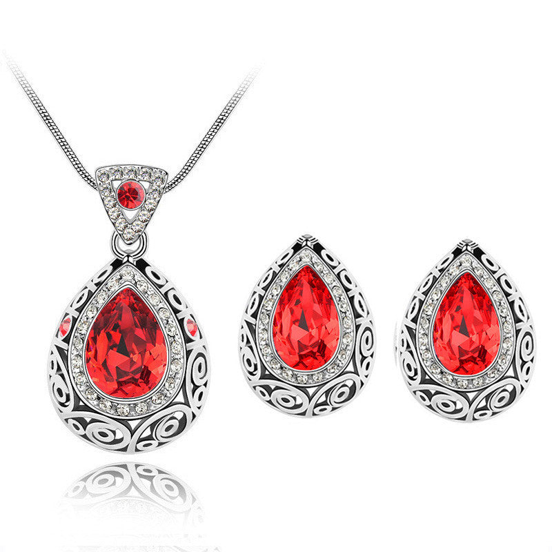 Austria crystal guard water droplet Necklace Red