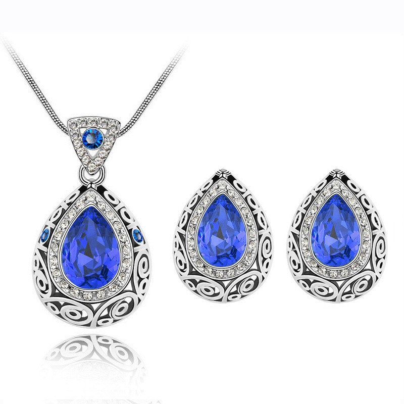 Austria crystal guard water droplet Necklace Blue