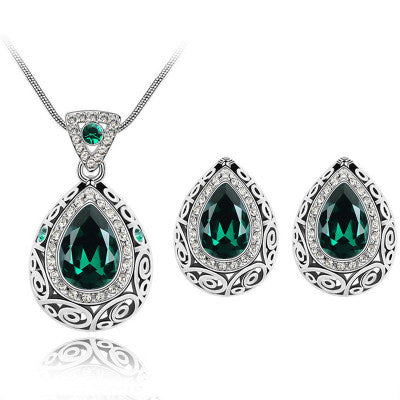 Austria crystal guard water droplet Necklace Hole green