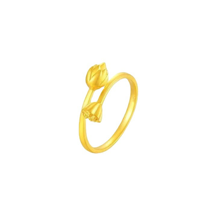 18K Gold Two Worlds Huan Ring Female Color Gold Gold