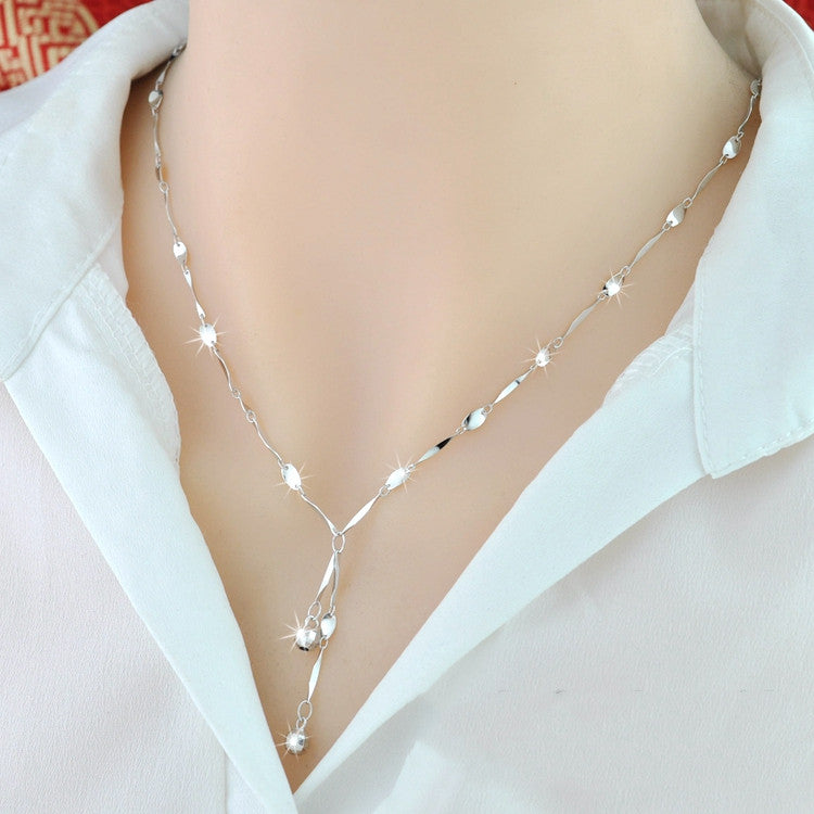 925 Sterling Silver 18K Color Gold Necklace White gold connected branches