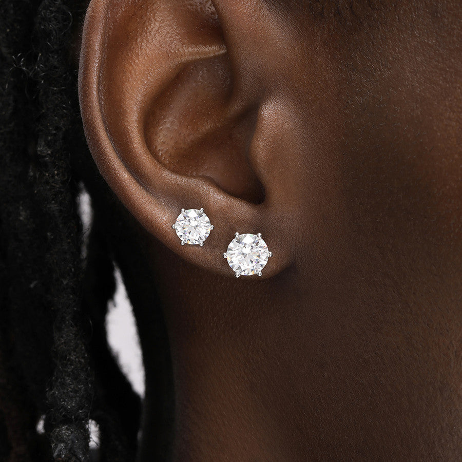 Sterling Silver Zircon Stud Earrings Men And Women Hip Hop Trend