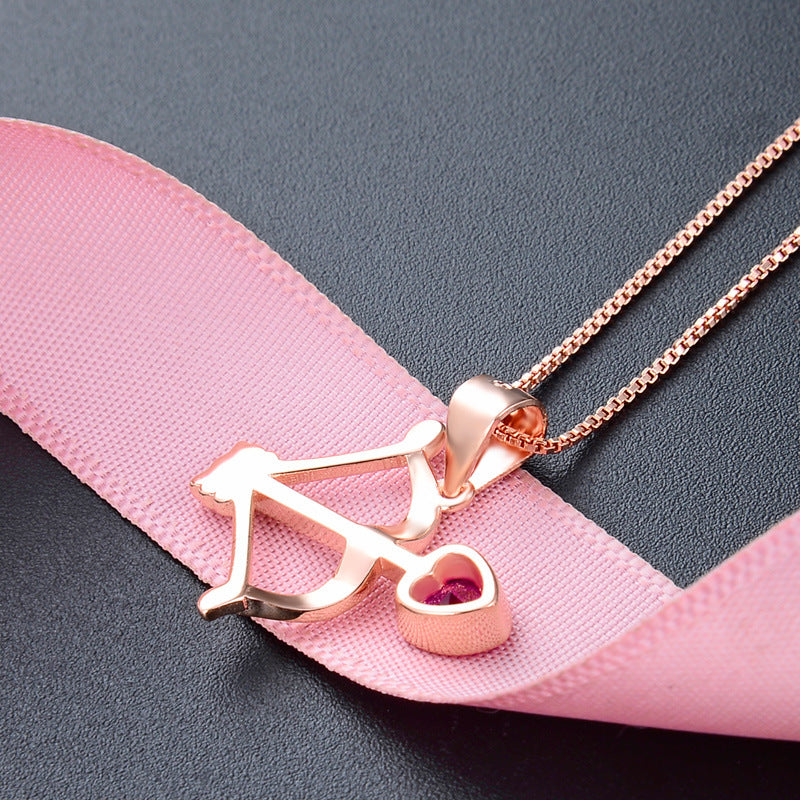 S925 Silver Diamond Creative Heart Bow And Arrow Pendant