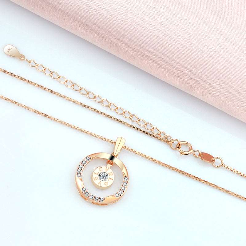 925 Sterling Silver 18k Yellow Gold Plated Rose Love Necklace Women