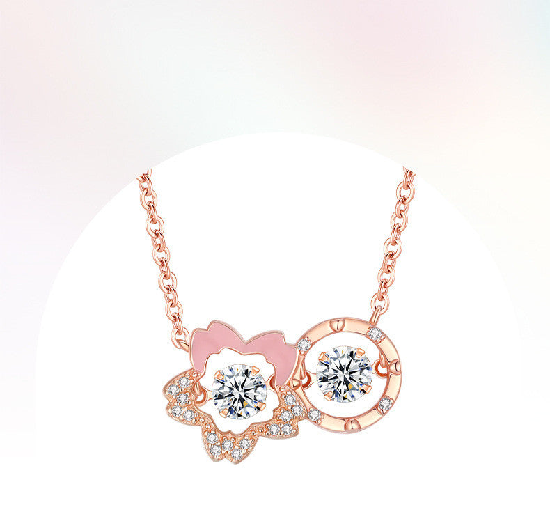 Cherry Blossom Necklace Female Silver Accessories Design