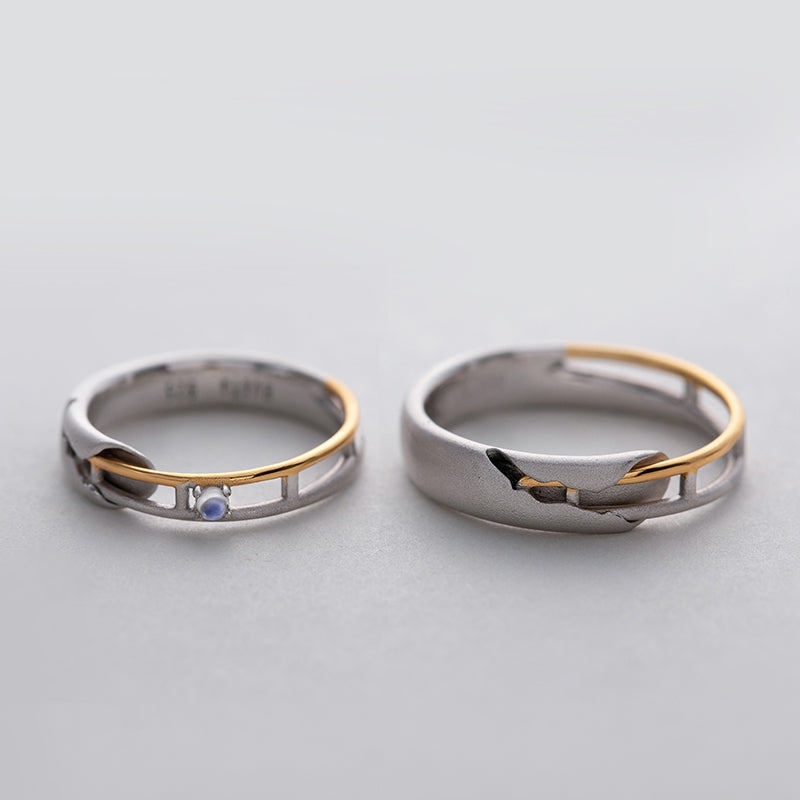 A Pair Of Simple Men's And Women's Rings In Sterling Silver Couple Ring