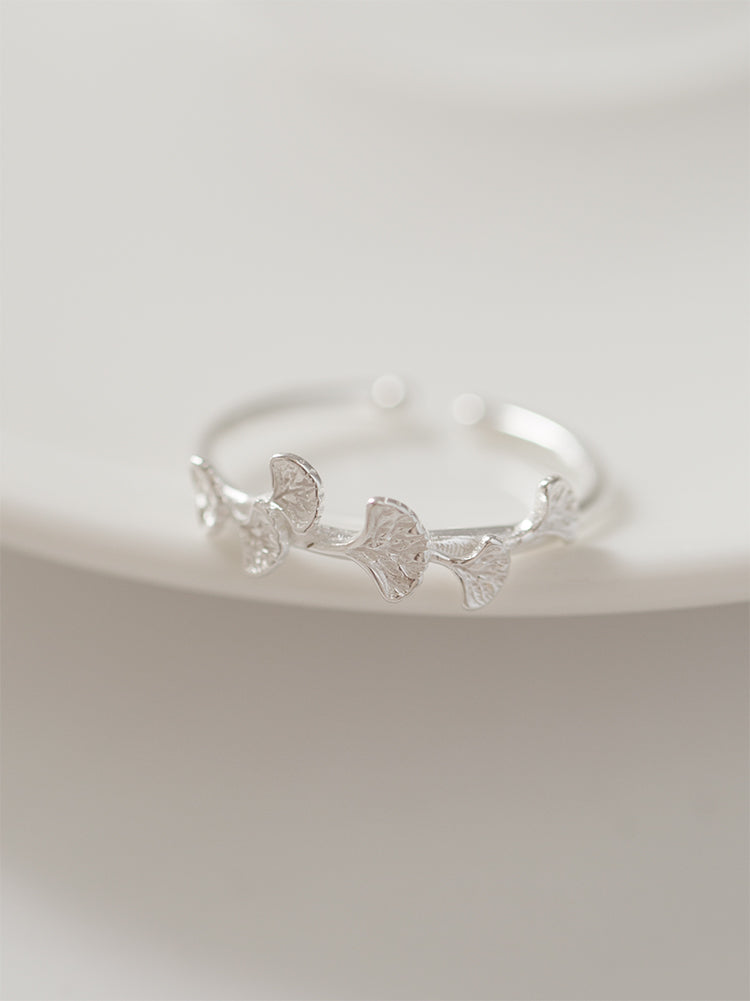 Ginkgo Leaf Design Sense Ring Female S925