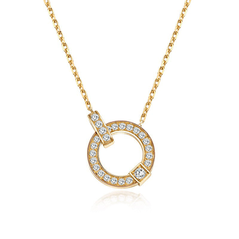 18K Gold Simple Fashion Diamond Clavicle Necklace 18K Gold