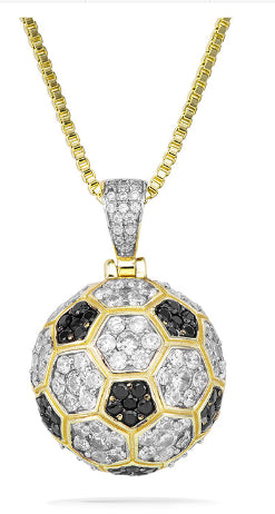 Football Sports Pendant Zircon-laid Necklace Two Color Without Chain