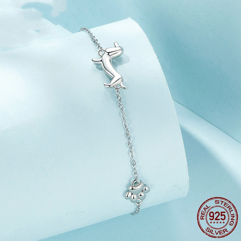 Simple Cute Animal Dog S925 Sterling Silver Bracelet